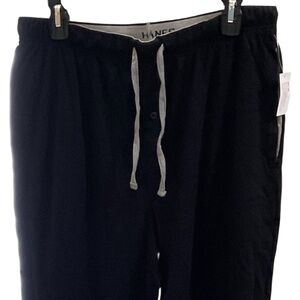 Hanes Men’s Solid Black Knit Pajama Pants Size Large NWT